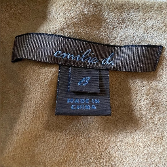 Vintage Suede Leather w/gold piping trim quilted look women's jacket Size 8 - Picture 2 of 9